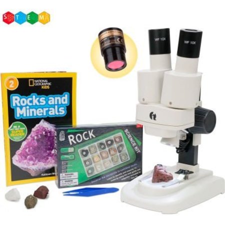 UNITED SCOPE. AmScope 20X-50X Kid's Deluxe Stereo Microscope with Digital Camera, Fossil Kit, Dual-Illumination SE102LED-15A-NGRK-TW-E